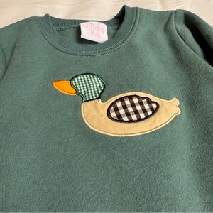 Stitchy Fish Boys Green Duck Appliqué Sweatshirt 18 Months